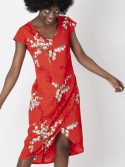 Kopertowa sukienka damska z szyfonowej tkaniny