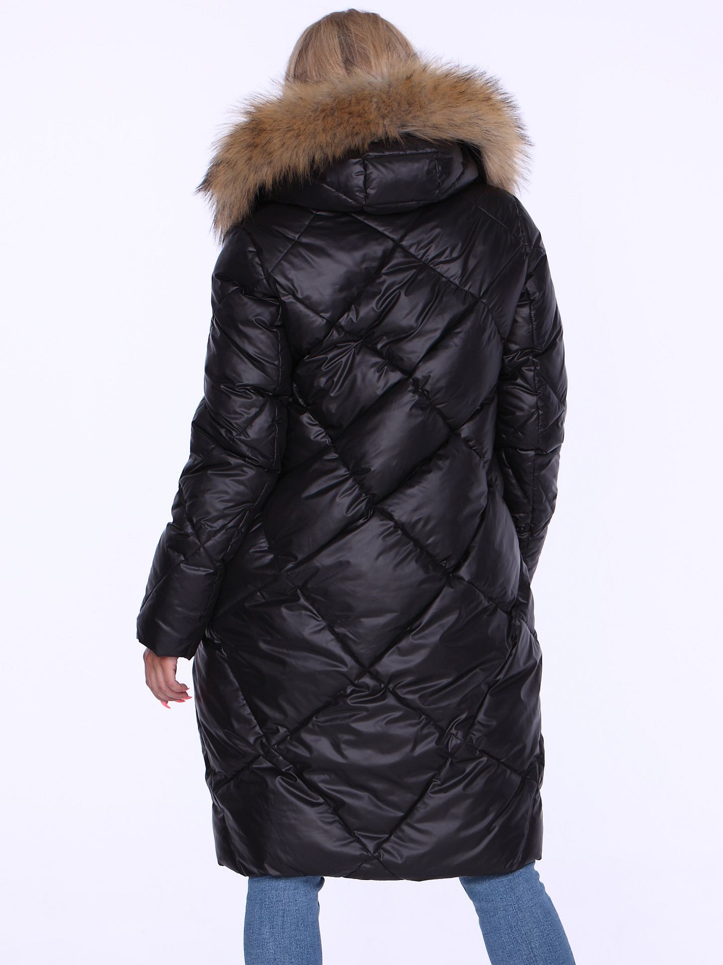 Elegancka kurtka damska zimowa z ekologicznym futrem