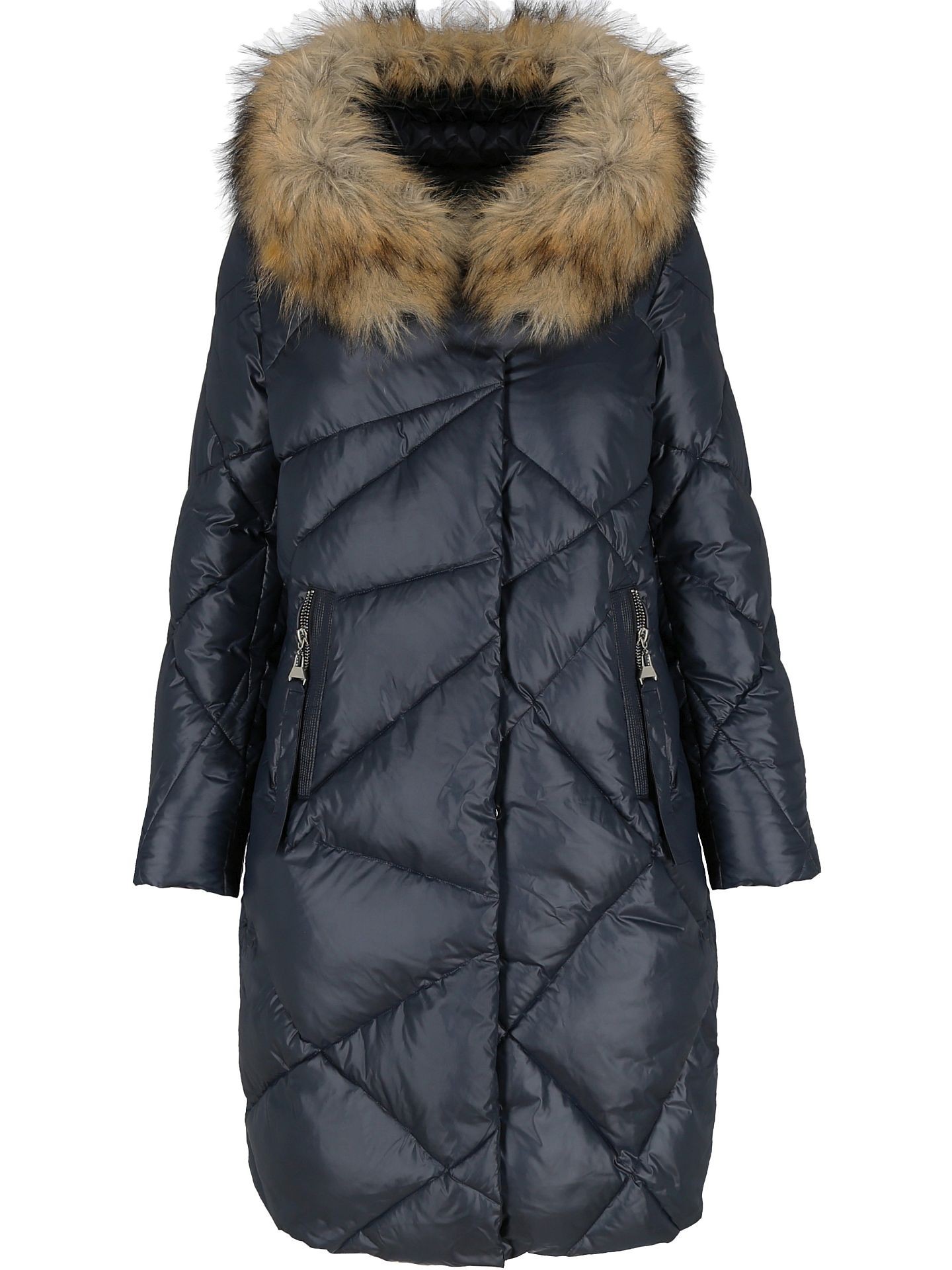 Elegancka kurtka damska zimowa z ekologicznym futrem
