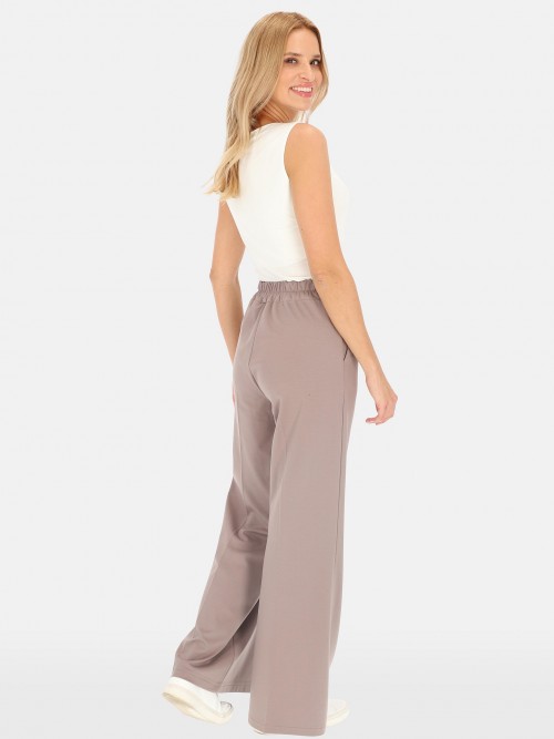 Szerokie spodnie damskie z tkaniny wiskozowej